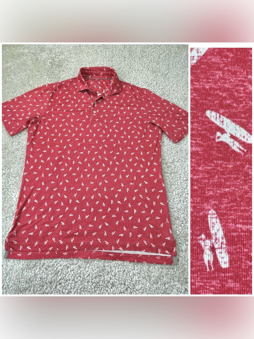 Johnnie-O All Over Print Red Surfer Surfboard Beach Vacation Medium